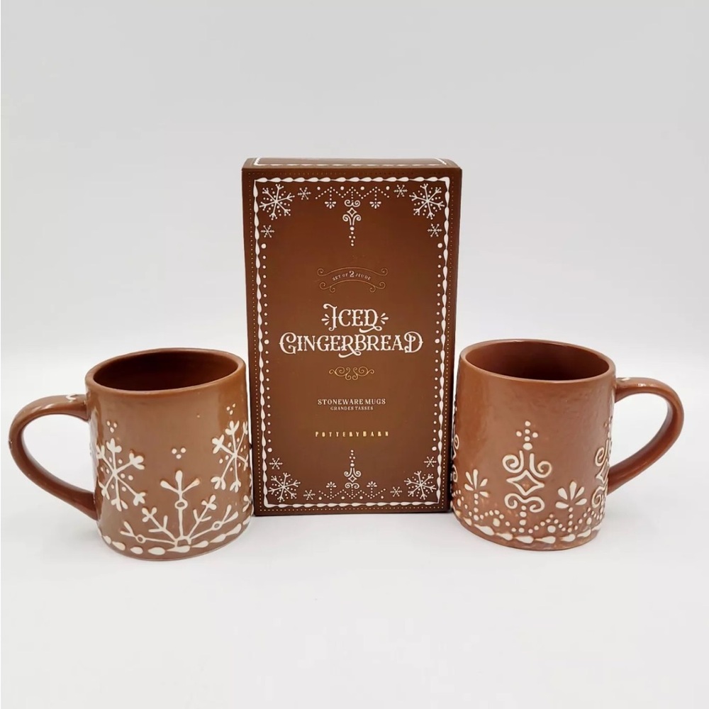 Pottery Barn Gingerbread Stoneware Mugs - Set of 2
